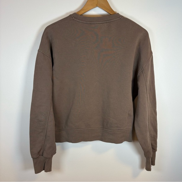 Frank And Oak Women’s Brown Moka Cropped Sweatshirt, Size Small, Crew Neck, - Picture 2 of 6